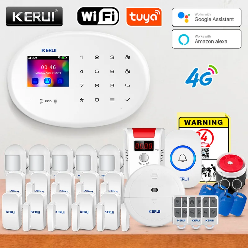 Smart Smoke Detector - KERUI Tuya نظام إنذار ذكي 4G
