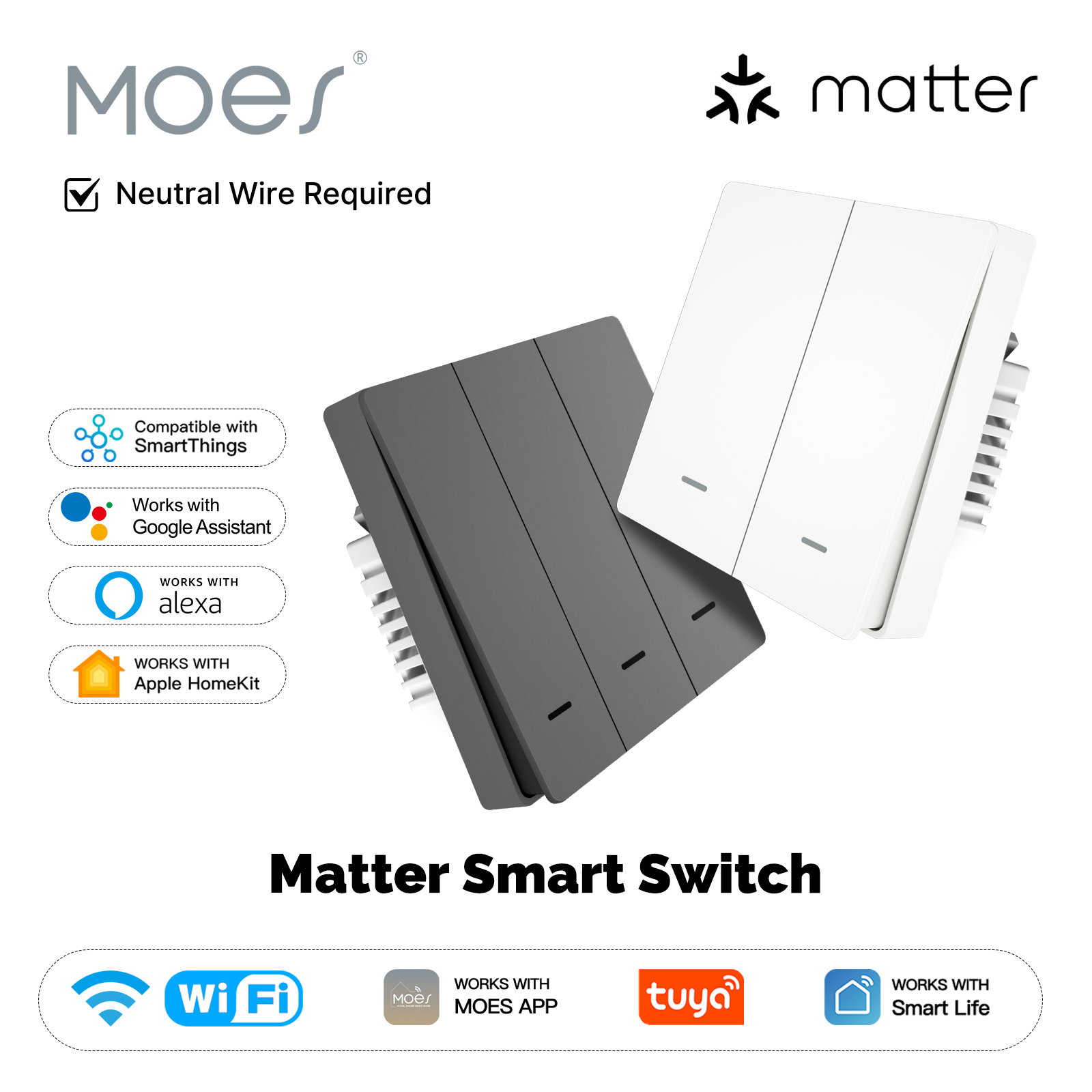 Smart Home Life - MOES Matter Tuya WiFi مفتاح الضوء