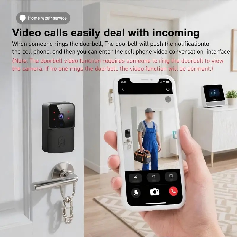 جرس باب ذكي لاسلكي يعمل بالواي - مراجعة Smart Home Video Doorbell Installation وسعره